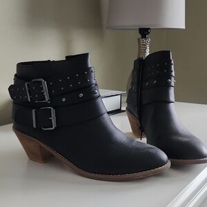 Rocket Dog Black Ankle Boots with Studded Straps